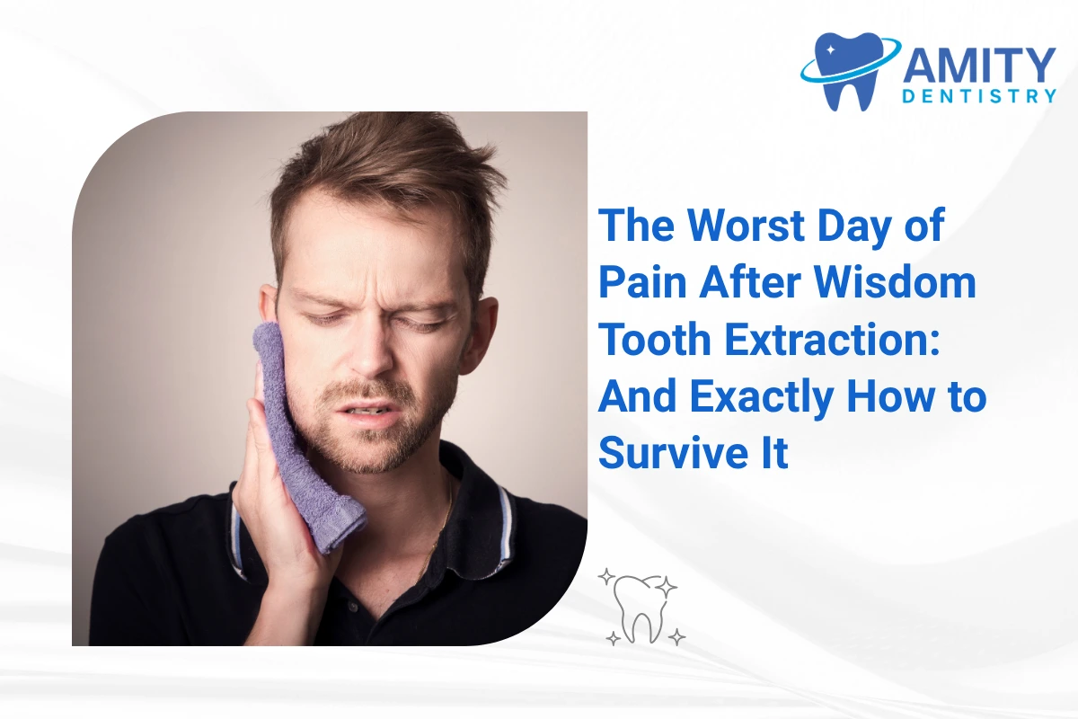 worst day pain after wisdom tooth extraction is the 2 and 3 day as swelling and inflammation reach their peak after wisdom tooth extraction